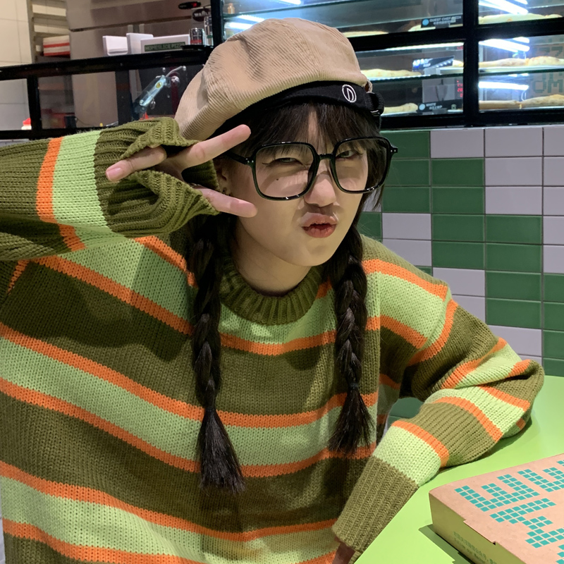 2021 autumn korean style Pullovers Sweaters Korean style striped Knitted Sweater and pullover womens (C9876), White;black
2021 autumn korean style Pullovers Sweaters Korean style striped Knitted Sweater and pullover womens (C9876), White;black