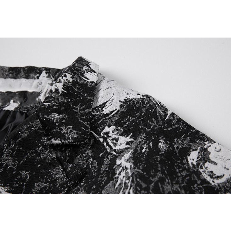 Dark Tie Dye Blazer Jacket V Neck Long Sleeve Oversized Streetwear Coat Stylish Vintage Gothic Casual Ins Outwear Tide Female 210430