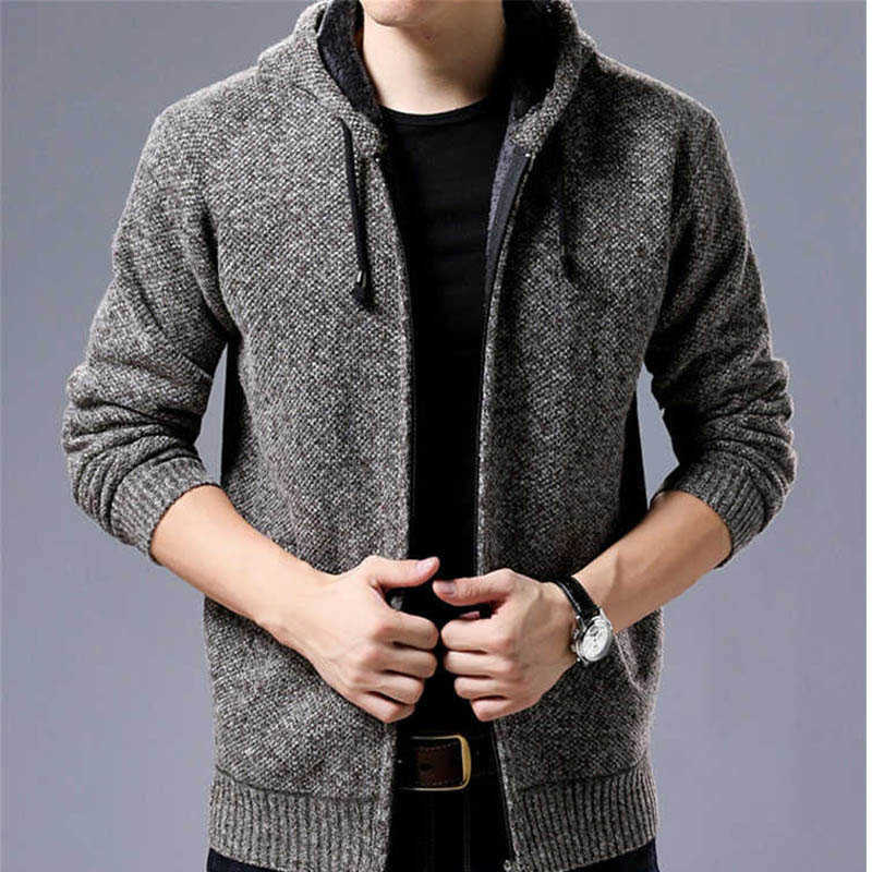 Men's Sweaters Autumn Winter Warm Cashmere Wool Zipper Cardigan Sweaters Man Casual Knitwear Sweatercoat male clothe 210818