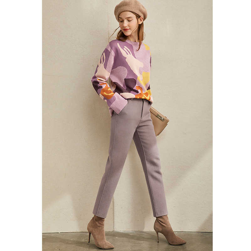 Minimalism Winter Women's Woolen Pants Causal OLstyle Solid 100%wool Female Fashion Simple Women Trousers 1215 210527