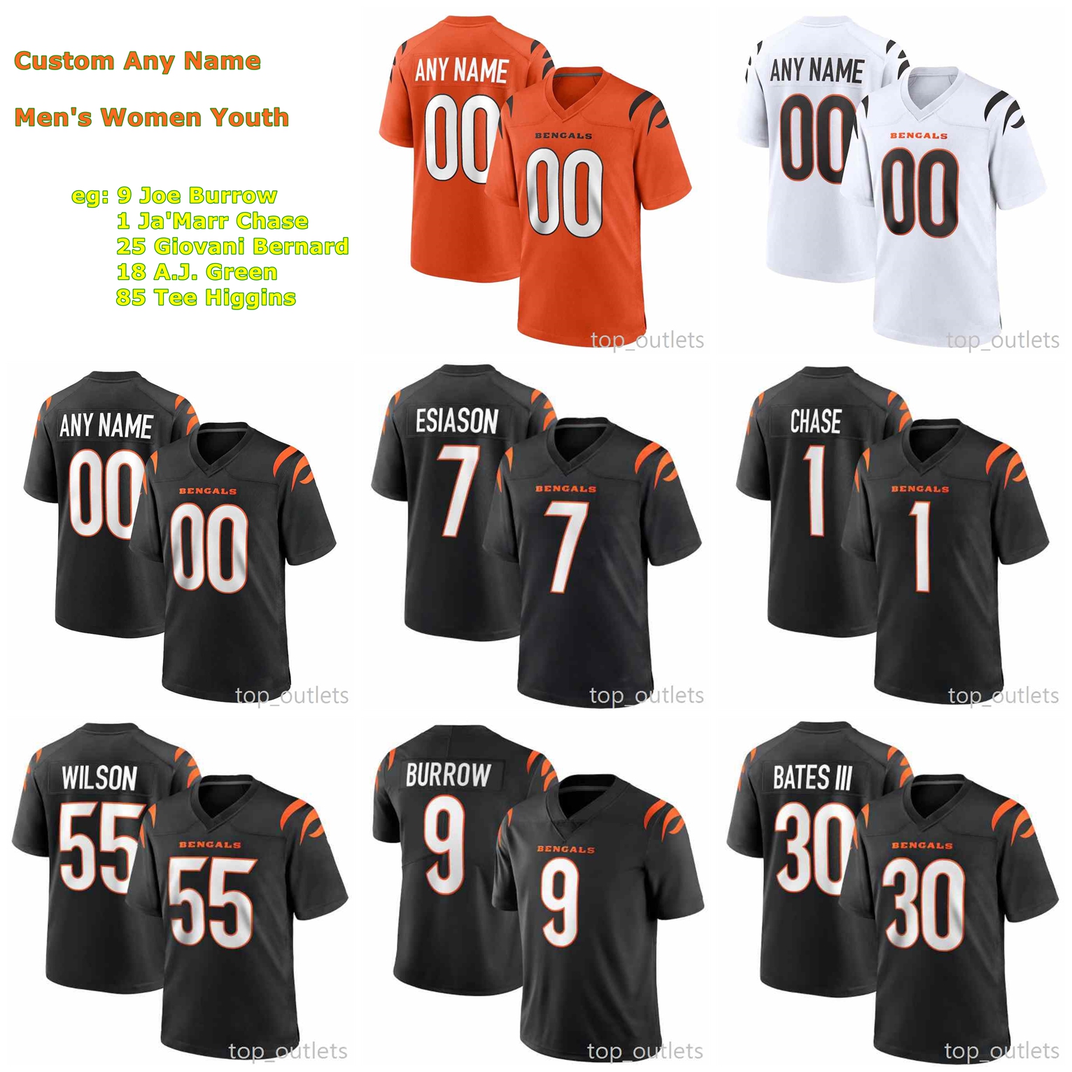 2021 Bengals American Football Jerseys Michael Jordan Jersey Ja'Marr Chase Joe Burrow Sam Hubbard A.J. Green Andy Dalton Boomer Esiason Custom Stitched, As photo
2021 Bengals American Football Jerseys Michael Jordan Jersey Ja'Marr Chase Joe Burrow Sam Hubbard A.J. Green Andy Dalton Boomer Esiason Custom Stitched, As photo