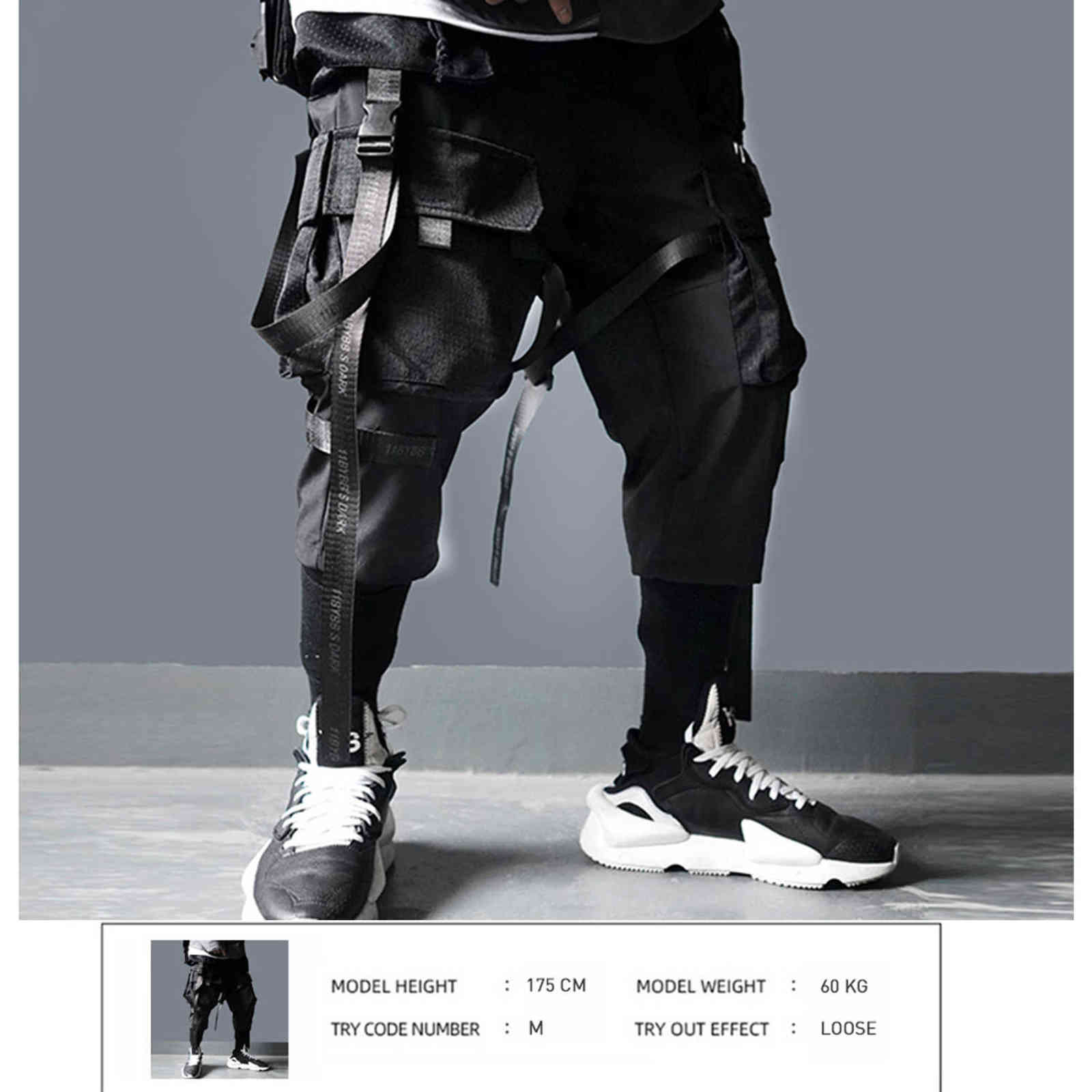 11 BYBB'S DARK Ribbons Multi Pockets Cargo Pants Men Harajuku Casual Track Trouser Hip Hop Streetwear Techwear Pants Joggers Men 211112
