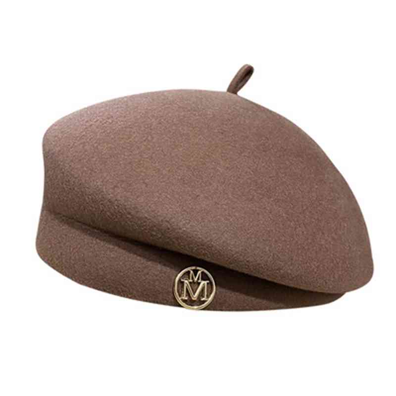 Autumn and Winter Style Celebrity Elegant Shaping Beret Female Wool Tweed Versatile Bud Painter Hat College