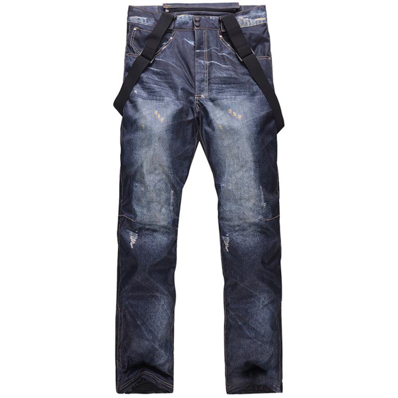 Men's Jeans Mens Snowboard Pants Suspenders Denim Ski Skate Snow Board Waterproof Windproof Warm Skiing