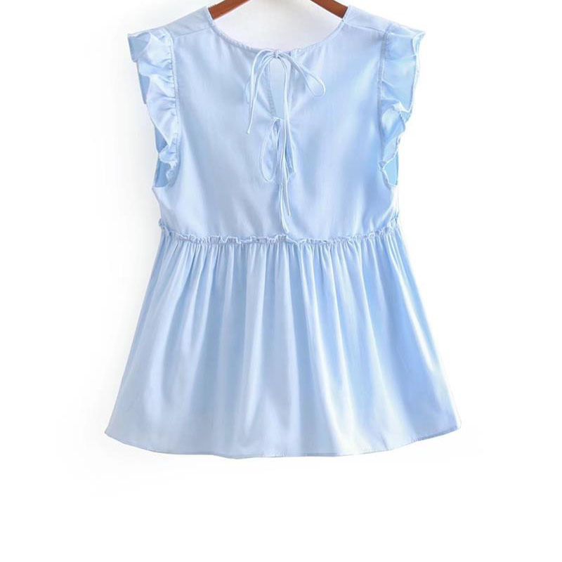 Summer Women's Shirt Loose Thin Wild V-neck Sleeveless Overlay Decorative Butterfly Sleeve 210507