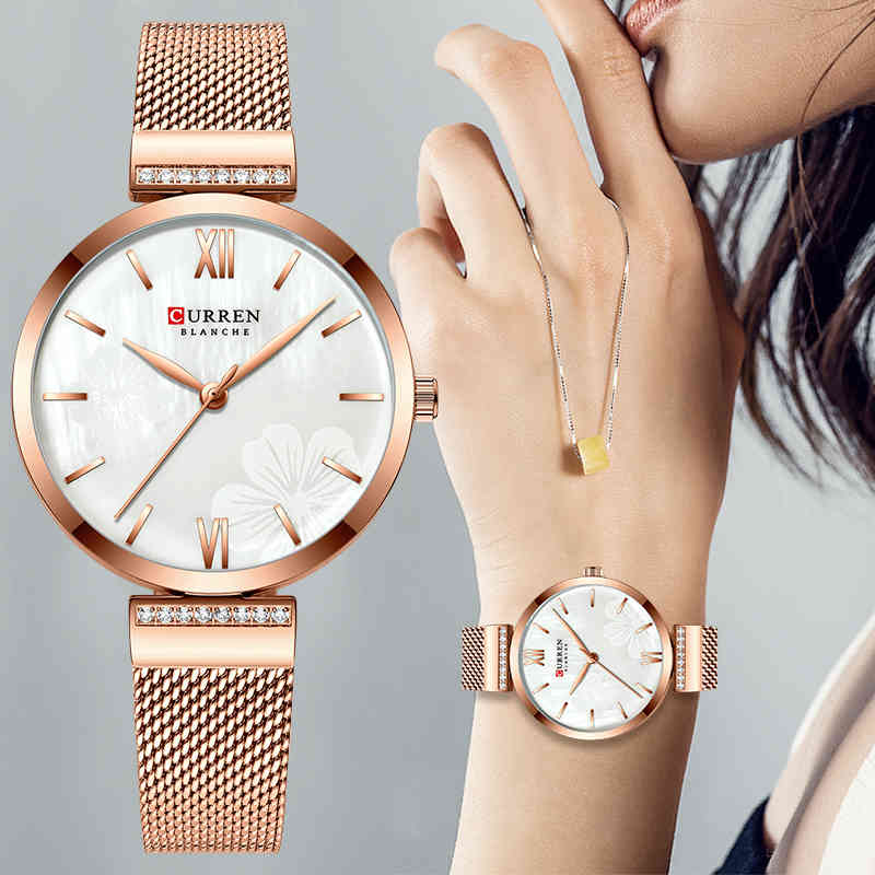 CURREN Rose Gold Watch Women Beautiful Flower Ladies Watches Stainless Steel Bracelet Wristwatch Relogio Feminino Montre Femme 210517, Silver white
CURREN Rose Gold Watch Women Beautiful Flower Ladies Watches Stainless Steel Bracelet Wristwatch Relogio Feminino Montre Femme 210517, Silver white
