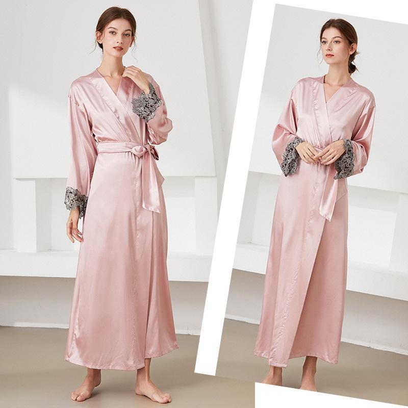 Women's Sleepwear Autumn And Winter Long Ladies' Robe Comfortable Lace-up Imitated Silk Pajamas Bathrobe Thin Cardigan Sleeve Homewear, Black;red
Women's Sleepwear Autumn And Winter Long Ladies' Robe Comfortable Lace-up Imitated Silk Pajamas Bathrobe Thin Cardigan Sleeve Homewear, Black;red