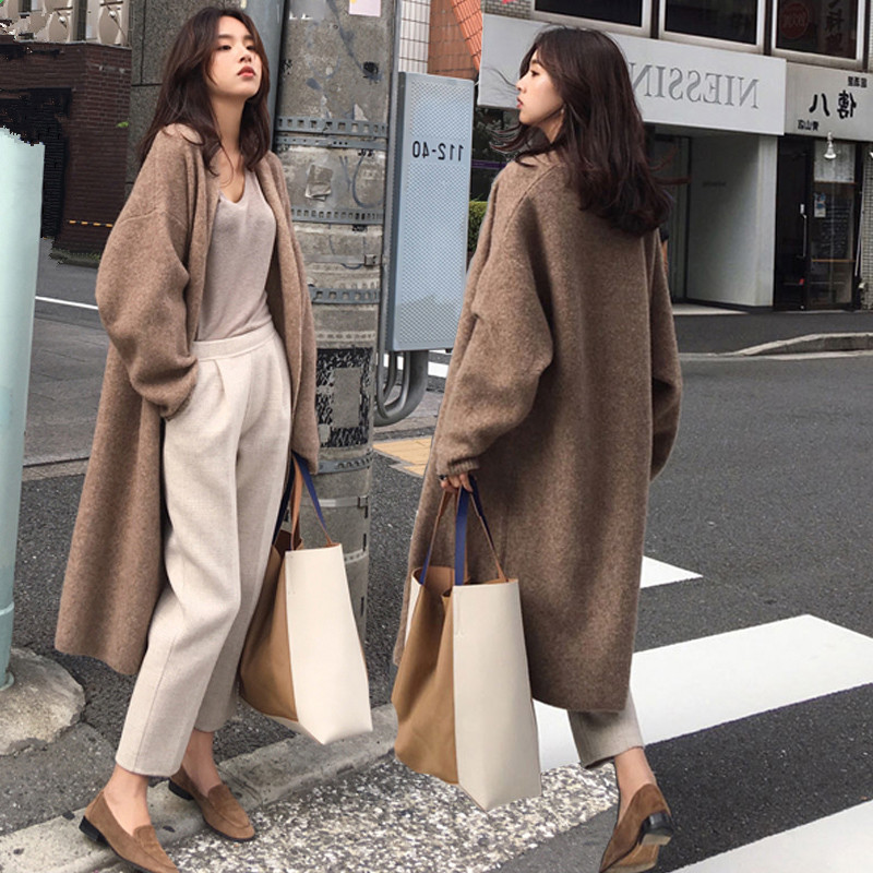 Autumn Korean Loose Sweater Knitted Cardigan Lazy Style Long Coat Lapel Sleeve Solid Wild Outwear 210525, Picture color
Autumn Korean Loose Sweater Knitted Cardigan Lazy Style Long Coat Lapel Sleeve Solid Wild Outwear 210525, Picture color