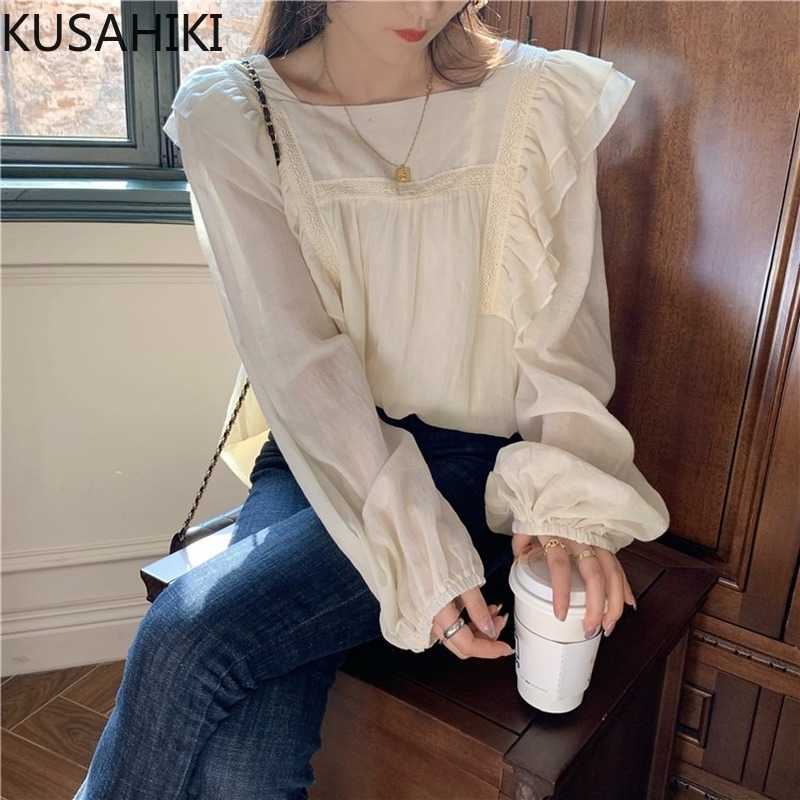 KUSAHIKI Korean Ruffle Patchwork Square Collar Blouses Causal Long Sleeve Women Shirt Spring Sweet Blusas Femme 6F331 210602, Apricot
KUSAHIKI Korean Ruffle Patchwork Square Collar Blouses Causal Long Sleeve Women Shirt Spring Sweet Blusas Femme 6F331 210602, Apricot