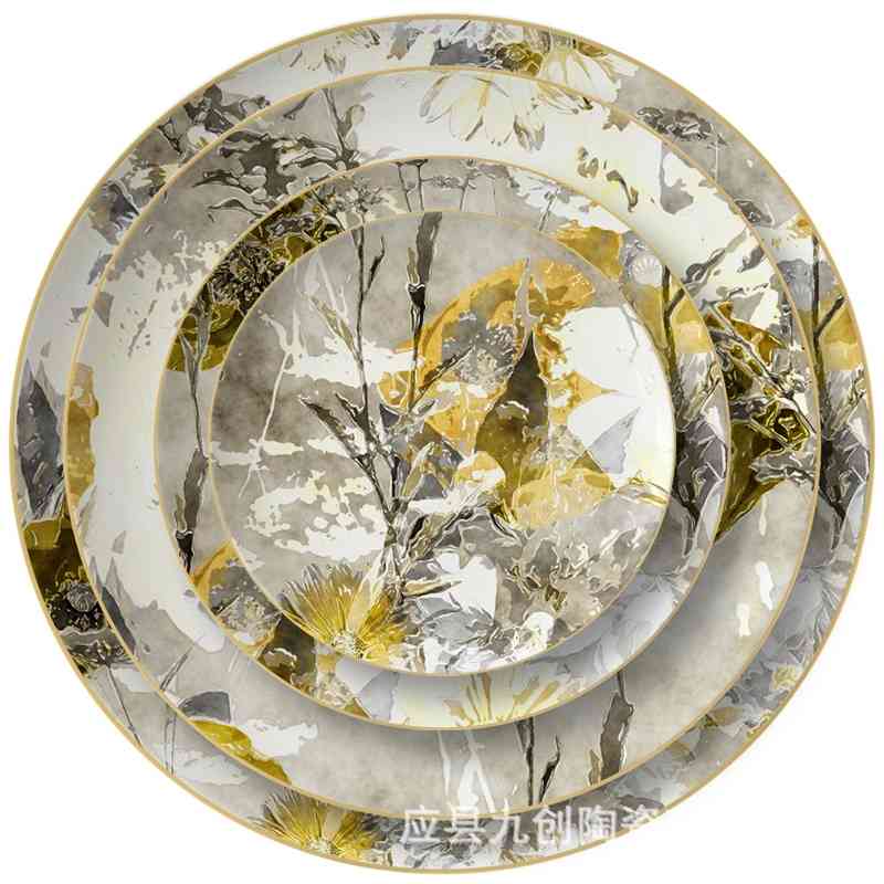 European flower ceramics modern fashion Western food steak household dish salad spaghetti plate
European flower ceramics modern fashion Western food steak household dish salad spaghetti plate