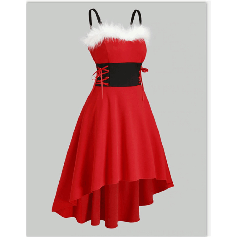 Christmas costume bunny girl dress cute performance costume waist strap irregular, Black
Christmas costume bunny girl dress cute performance costume waist strap irregular, Black