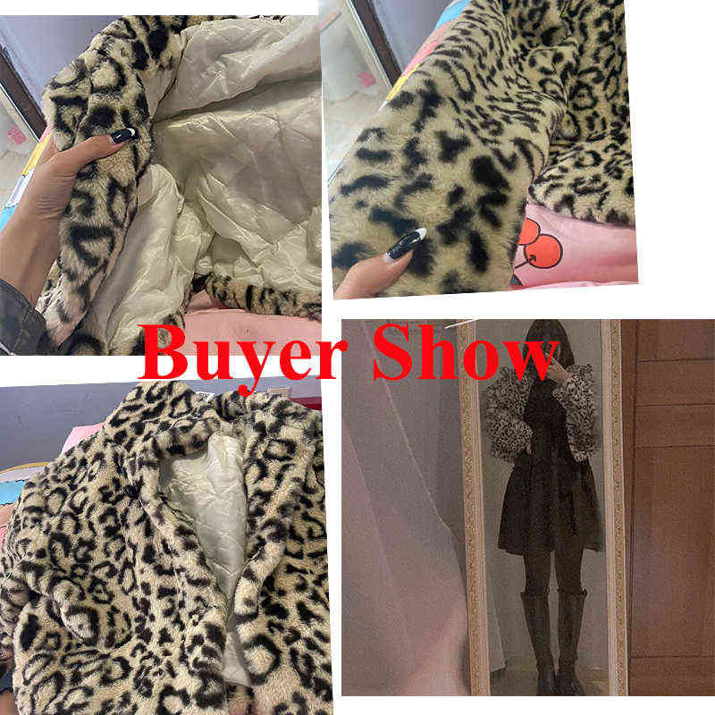 Lucyever Fashion Leopard Short Furry Jacket Womens Spring Keep Warm Faux Fur Coat Woman Korean Turn-down Collar Plush Coats 211123