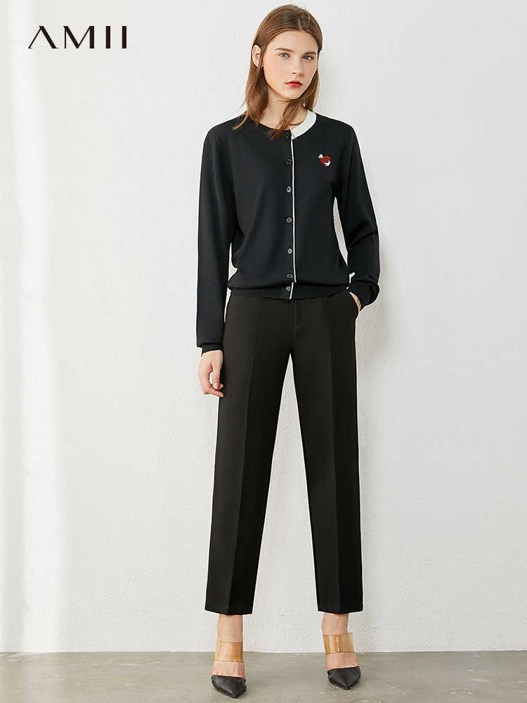 Minimalism Autumn Fashion Women's Pants Causal High Waist Solid Straight Ankel-length Female 12040730 210527