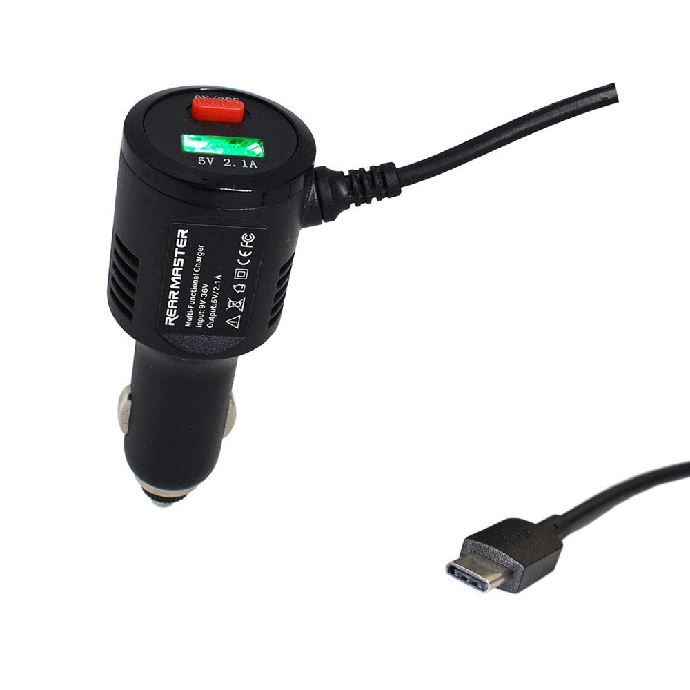 REARMASTER® Universal Car Charger Cigarette Lighter Power Cable for Dash Camera, with USB Charger and Switch Button (USB-C 11.5ft), Black
REARMASTER® Universal Car Charger Cigarette Lighter Power Cable for Dash Camera, with USB Charger and Switch Button (USB-C 11.5ft), Black