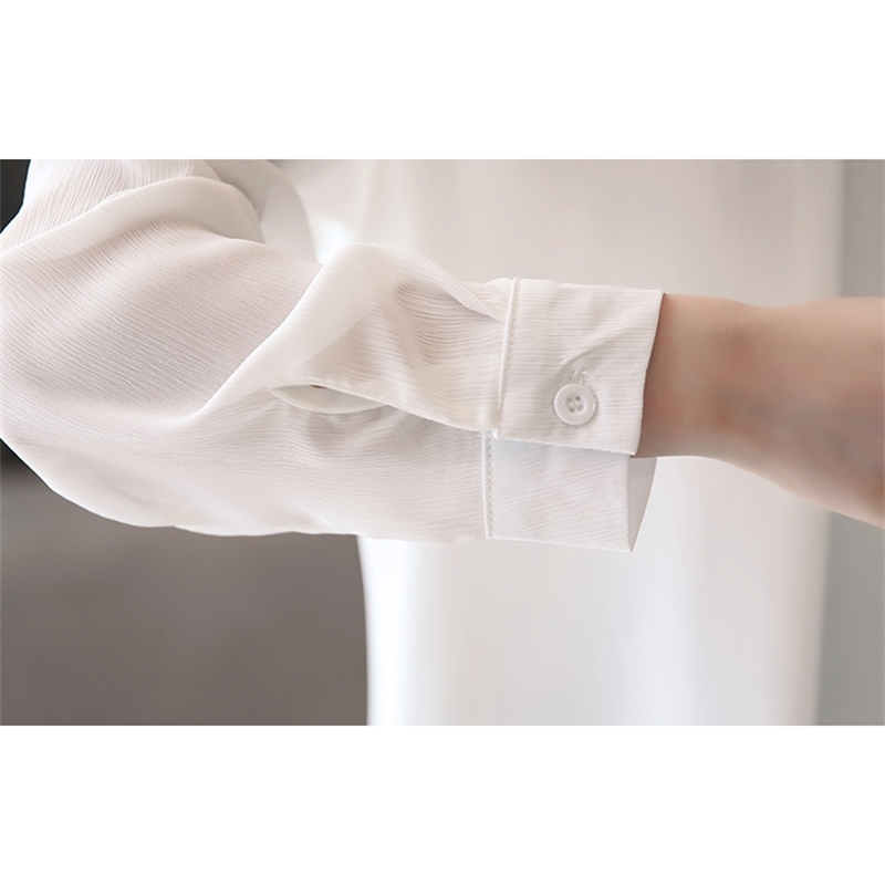 Casual Solid White Chiffon Blouse Shirt Women Tops And Blouses Long Sleeve OL Blouse Fashion 2021 Women Blusa Feminina 0894 40 210317