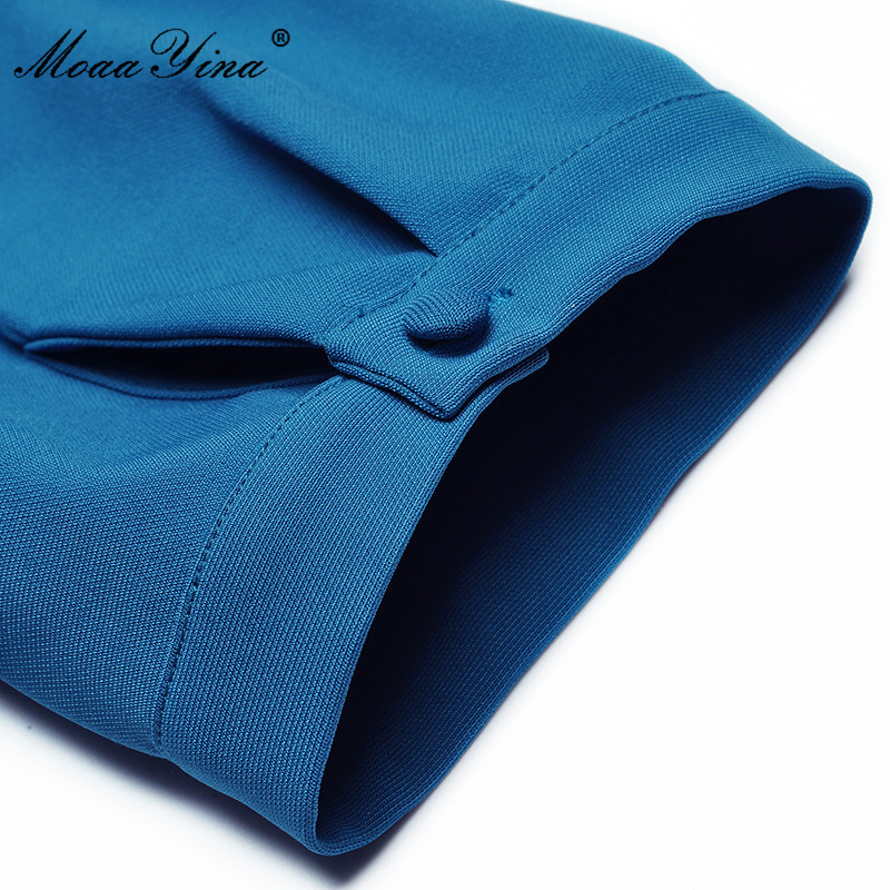 Summer Runway Fashion Party Mermaid Dresses Women Square collar Short sleeve Button Slim Blue/Red Midi Dress 210524