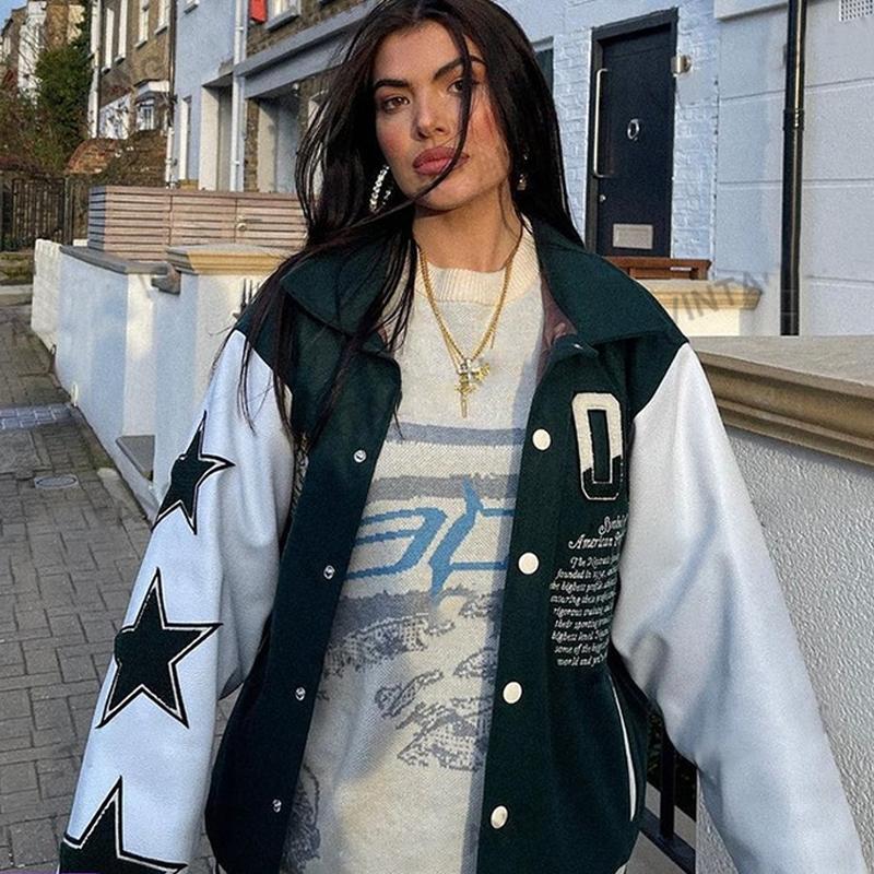 Women' Jackets Luxury Jaded Neutrals Varsity Jacket Streetwear Long Sleeve Autumn Baseball Embroidery Vintage Green PU Bomber, Green spot
Women' Jackets Luxury Jaded Neutrals Varsity Jacket Streetwear Long Sleeve Autumn Baseball Embroidery Vintage Green PU Bomber, Green spot