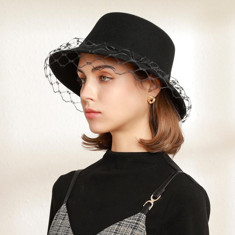 Berets X4071Adult Wool Fisherman Cap Veil Decorate Basin Lady Fashion Tweed Temperament Painter Hat Felt Warm Camel, Black
Berets X4071Adult Wool Fisherman Cap Veil Decorate Basin Lady Fashion Tweed Temperament Painter Hat Felt Warm Camel, Black