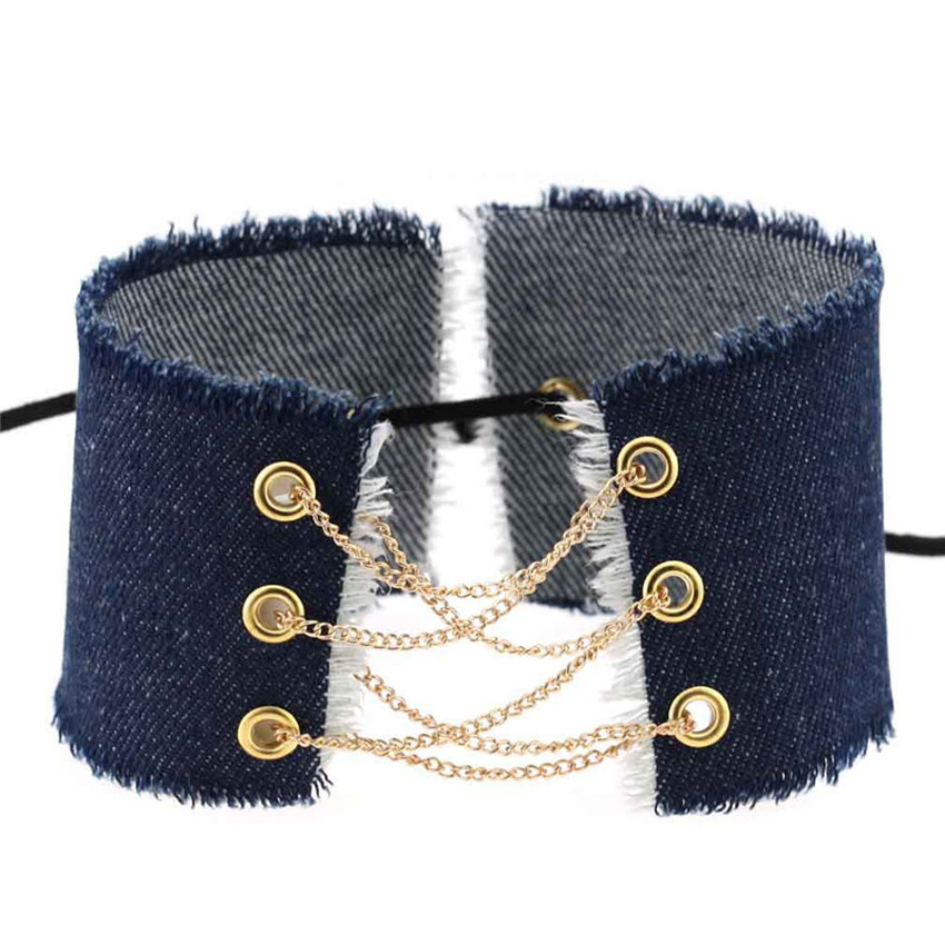 Blue Jeans Denim Chokers Necklace Collar wide Multilayer Chains Lace Adjustable Necklaces neck band for Women Grils Party Nightclub Fashion, Golden;silver
Blue Jeans Denim Chokers Necklace Collar wide Multilayer Chains Lace Adjustable Necklaces neck band for Women Grils Party Nightclub Fashion, Golden;silver