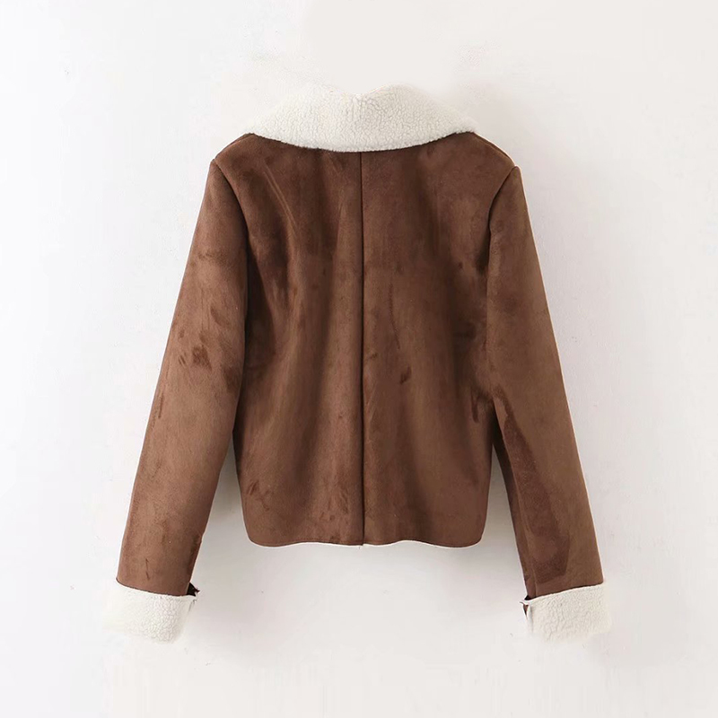 Faux Leather Short Jacket Winter Women Motorcyle Coat Warm Fleece Ladies Outwear Zipper Jackets Turn Down Neck Teddy s 210515