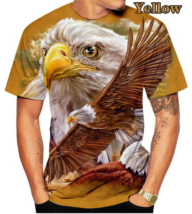 Men 3D Soaring Eagle Print T Shirt O Neck Short Sleeve Animal Funny Streetwear Summer Casual Loose Male Tees Tops 210629