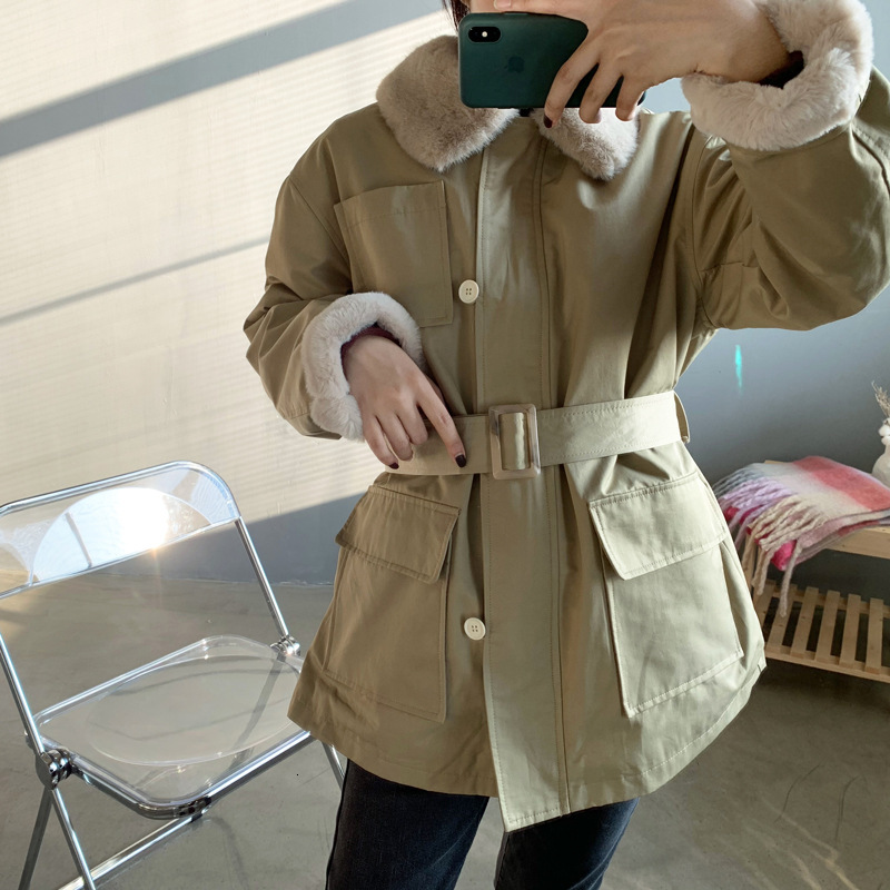 Women's Down & Parkas 2021 winter lining imitation rabbit trench thin Korean coat long sleeve bandage cotton-quilted jacket clothes, Khaki.
Women's Down & Parkas 2021 winter lining imitation rabbit trench thin Korean coat long sleeve bandage cotton-quilted jacket clothes, Khaki.
