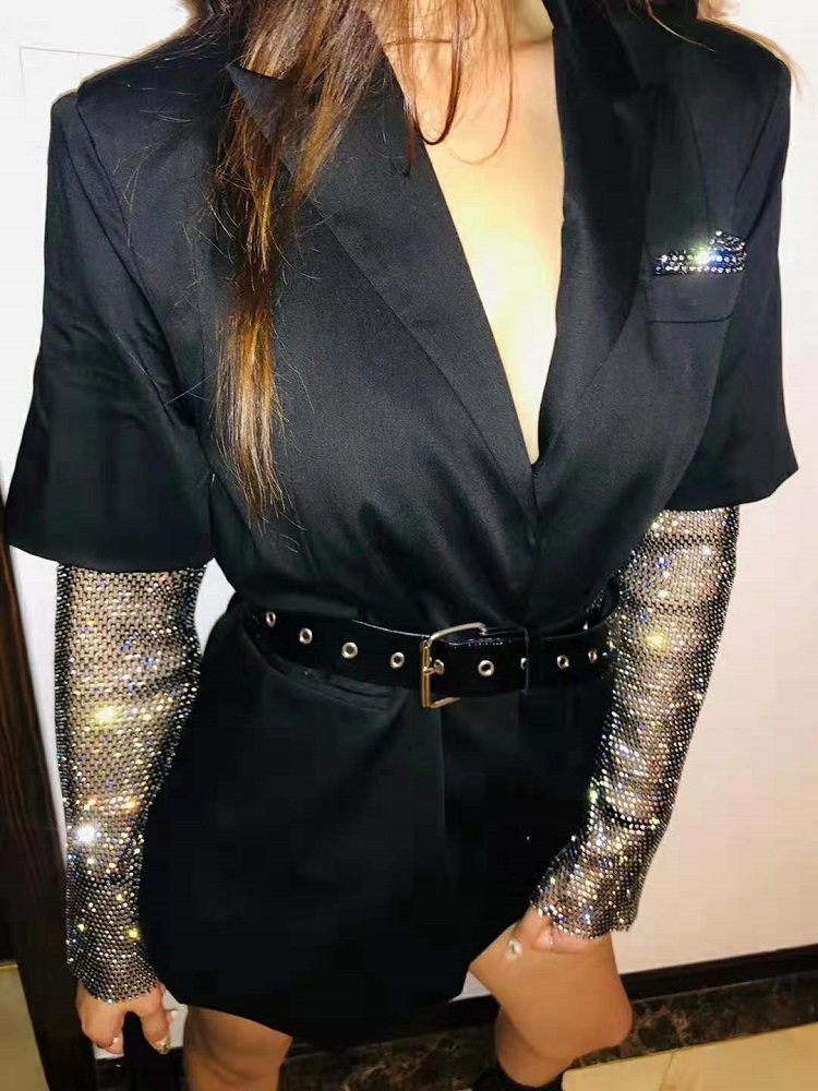 Stylish Chic Sequins Spliced Mini Dress with Belt Cool Elegant Women Notched Dresses 210520, Blue
Stylish Chic Sequins Spliced Mini Dress with Belt Cool Elegant Women Notched Dresses 210520, Blue