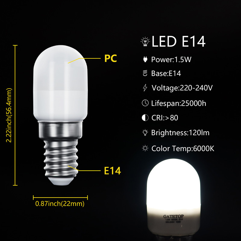 10PCS uper Bright Energy Saving Cold White Bulbs Mini 1.5w E14 Led 220v Smd Light Bulb Refrigerator Lamp For Fridge