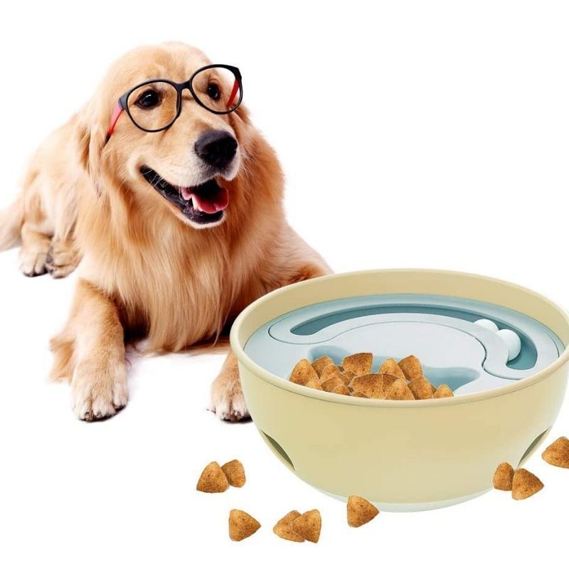 Dog Slow Feeder Bowls Nontoxic Food Dispensing Pet Leaking Food Bowl No Choking IQ Training Tumbler Puppy Interactive Puzzle Toy