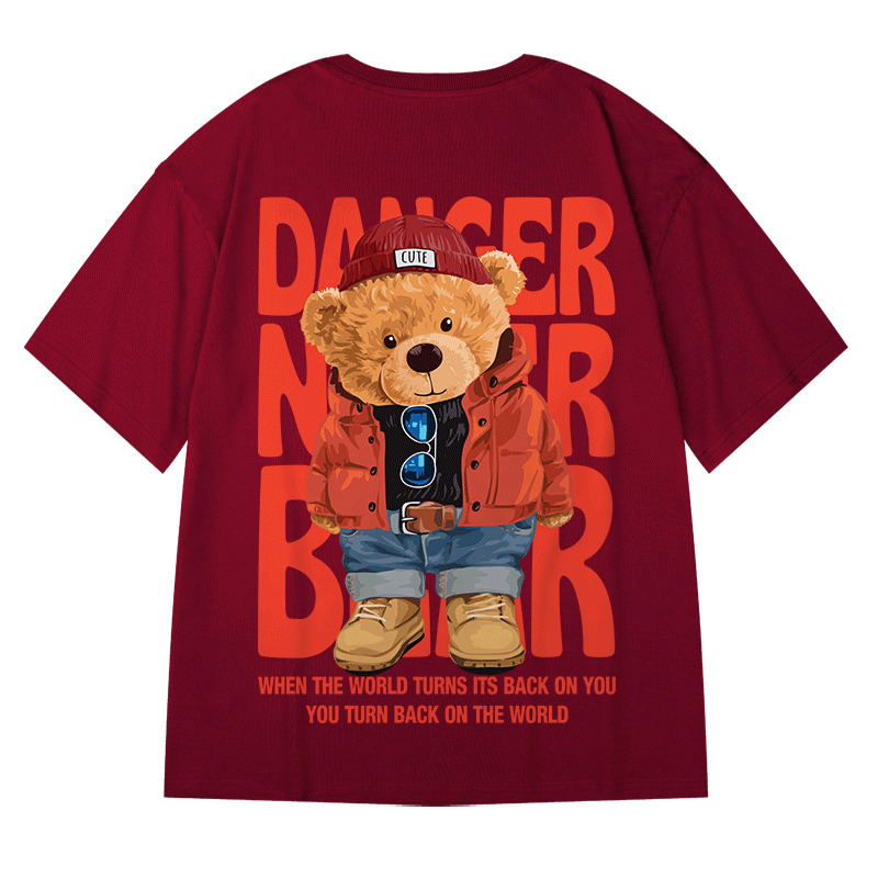 Abfer Western Style Retro T Shirt Men Cartoon Bear Printed Graphic T Shirts Oversized Hip Hop Anime Aesthetic Tshirts Tops Tee 220224