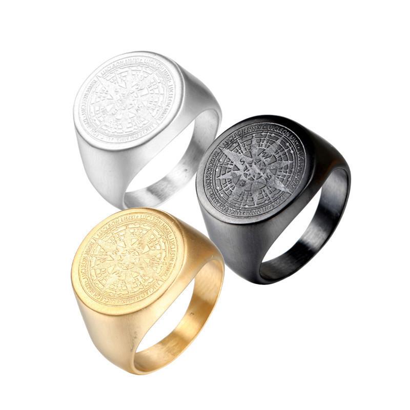 Cluster Rings European And American Stainless Steel Jewelry Compass Ring Men's, Golden;silver
Cluster Rings European And American Stainless Steel Jewelry Compass Ring Men's, Golden;silver