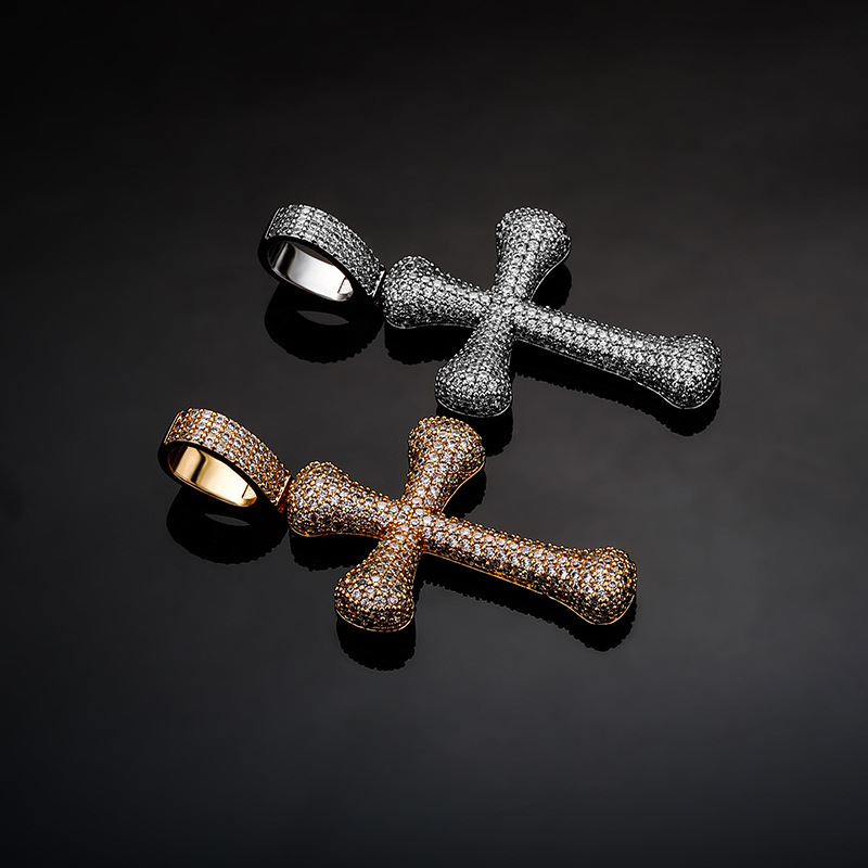 Hip Hop Cross Pendant Necklace Shining Bling Zirconia For Men Women Gift with Twisted Rope Chain