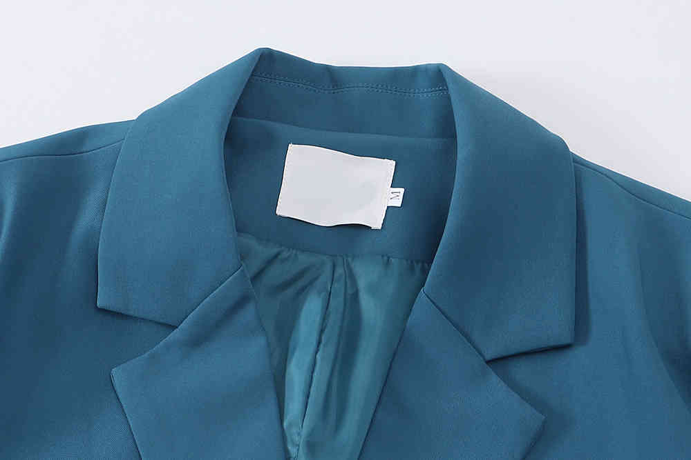 Lake Blue Jacket Female Spring Trousers Two-piece Suit Chic Blazer Double Breasted Long Sleeve Office Set 210510
