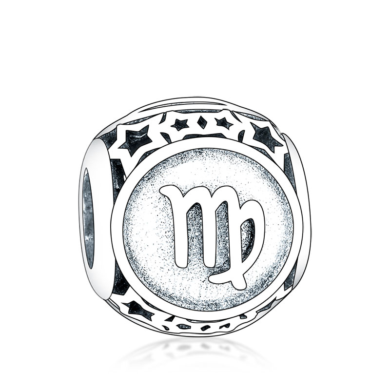 Fit Original Brand Charm Bracelet 925 Sterling Silver Hollow Star Round 12 Constellations Scorpio Aries Beads Making DIY Berloque