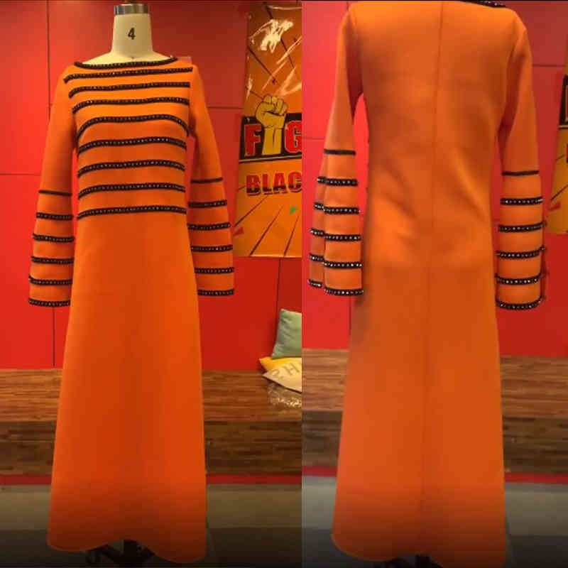 Plus Size Autumn Long Sleeve Maxi Pleated Dress Women African Ladies Large Big Size Wedding Evening Party Long Dresses Vintage 210325