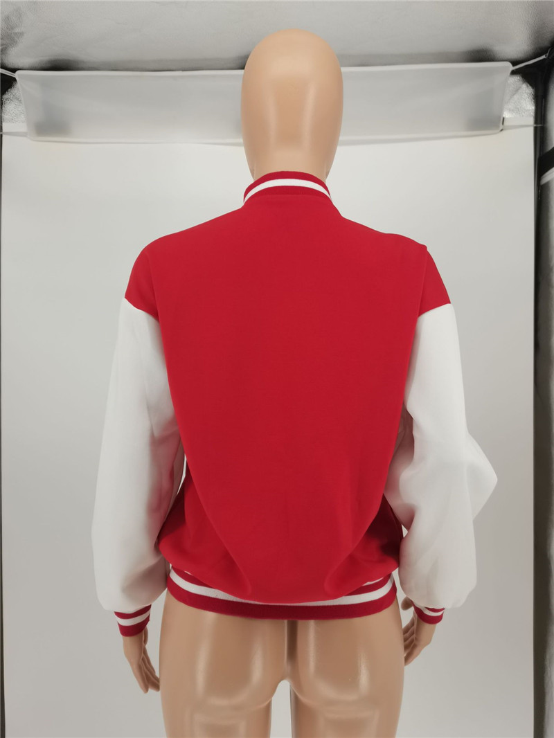Fall winter clothes women jacket top plus size S-2XL baseball uniform long sleeve coat patchwork cardigan tops casual Covered Button outerwear fashion