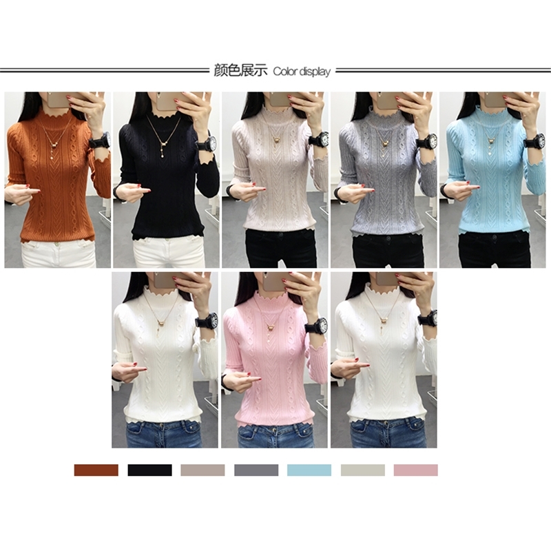 collar collar, bottom shirt, short style, slim body, heavy sleeves, long and all kinds of knitted sweaters. 210914