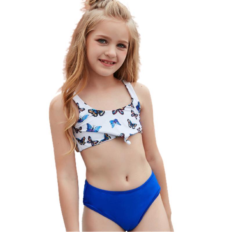 One-Pieces #50 Fashion Bikini Baby Girl Holiday Cute Butterfly Print Set Two Piece Swimsuit Bathing Swimwear Beachwear Biquini 2021