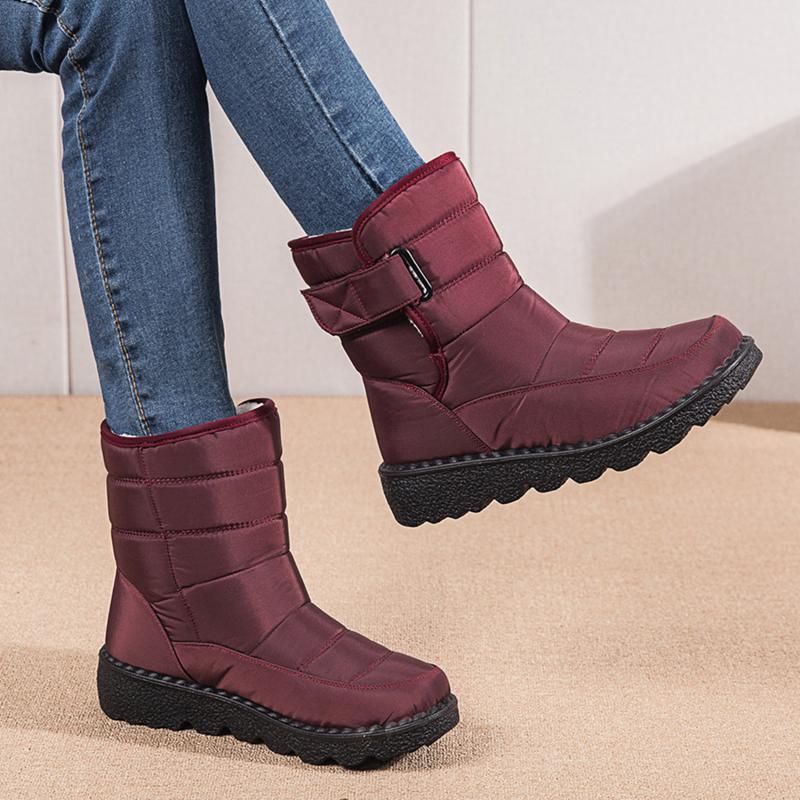 Boots 2021 Winter High-top Plush Water Proof Hook Loop Plus Velvet Women Shoes Long Tube Outdoor Snow