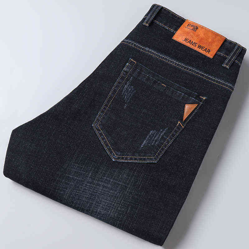 Men Winter Straight Trousers Baggy Stretch Jean Fashion Men Casual Jeans Autumn Lightweight Trousers Men Denim Pants 211120