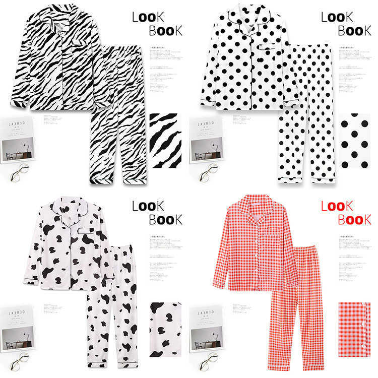 Women's pajamas suit long sleeve pajamas women's autumn and winter lovely round dot Lapel pajamas suit women's 2-piece set 210924