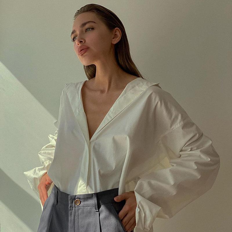 Women' Blouses & Shirts Moarcho Sexy Long Sleeve V-neck Women Blouse Solid Color Single-breast Spring Autumn Loose Street Elegant Tops 2021, Khaki
Women' Blouses & Shirts Moarcho Sexy Long Sleeve V-neck Women Blouse Solid Color Single-breast Spring Autumn Loose Street Elegant Tops 2021, Khaki
