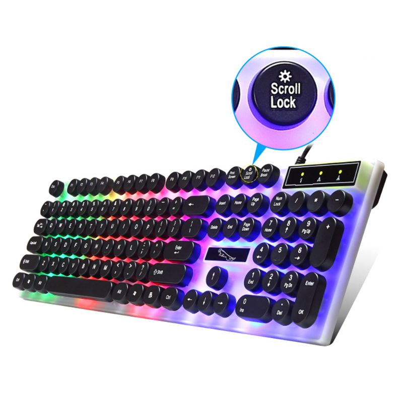Glowing Keyboard with Round Keycaps for PC/Laptop Gaming Backlit Keyboard for Computer Gamers