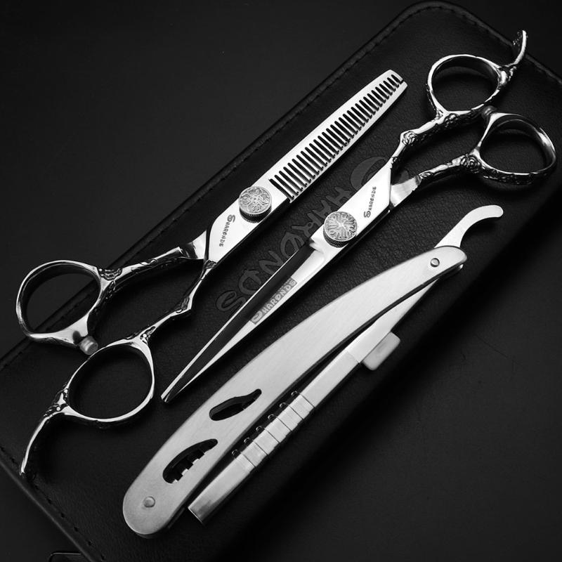 Hair Scissors 6 Inch 7 Japan 440c Professional Barber Shop Warp Cut Special Hairdressing Tool Full Set Haircuts Fine