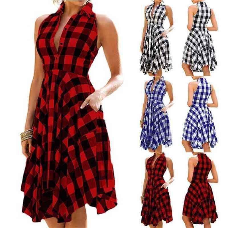 Vintage Summer Plaid Dress Retro Swing Skirt Women Ladies Commuting Lapel High Waist Sleeveless Cotton Red Stand Neck Shirt Dress G352G0C, White
Vintage Summer Plaid Dress Retro Swing Skirt Women Ladies Commuting Lapel High Waist Sleeveless Cotton Red Stand Neck Shirt Dress G352G0C, White