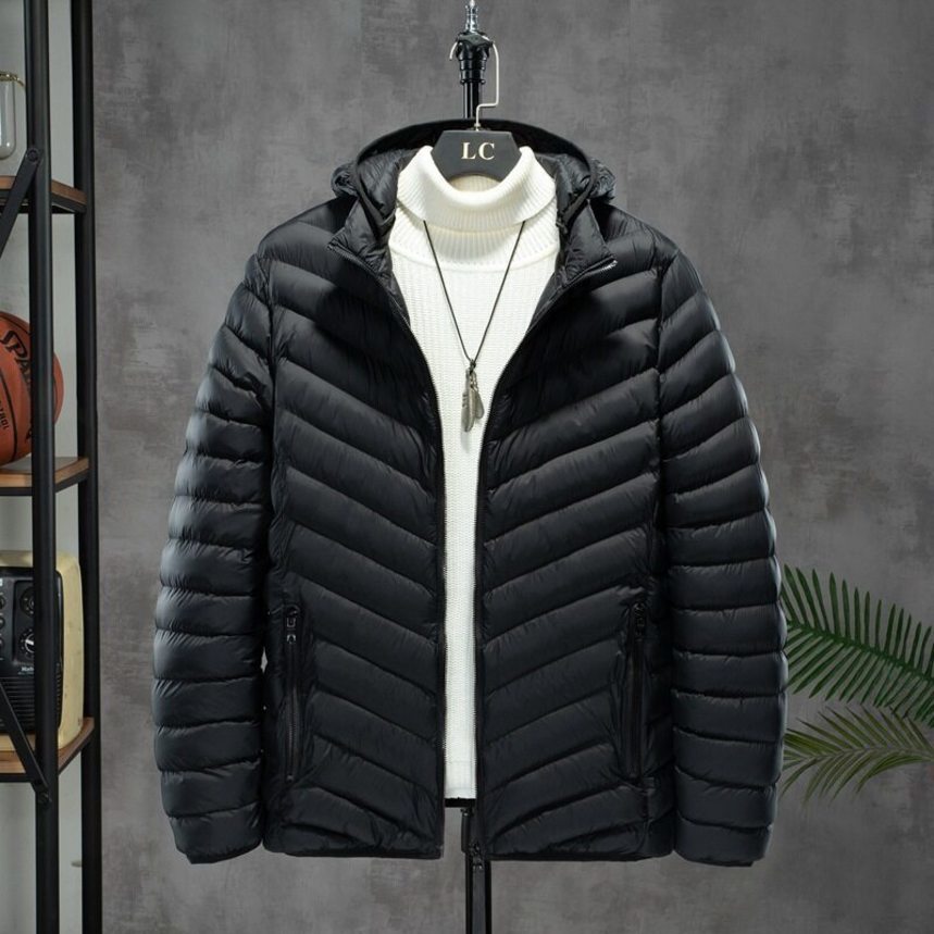 Men's lightweight down cotton cloth 2021 new fashion simple trend versatile thickened hooded stand collar coat, Black
Men's lightweight down cotton cloth 2021 new fashion simple trend versatile thickened hooded stand collar coat, Black