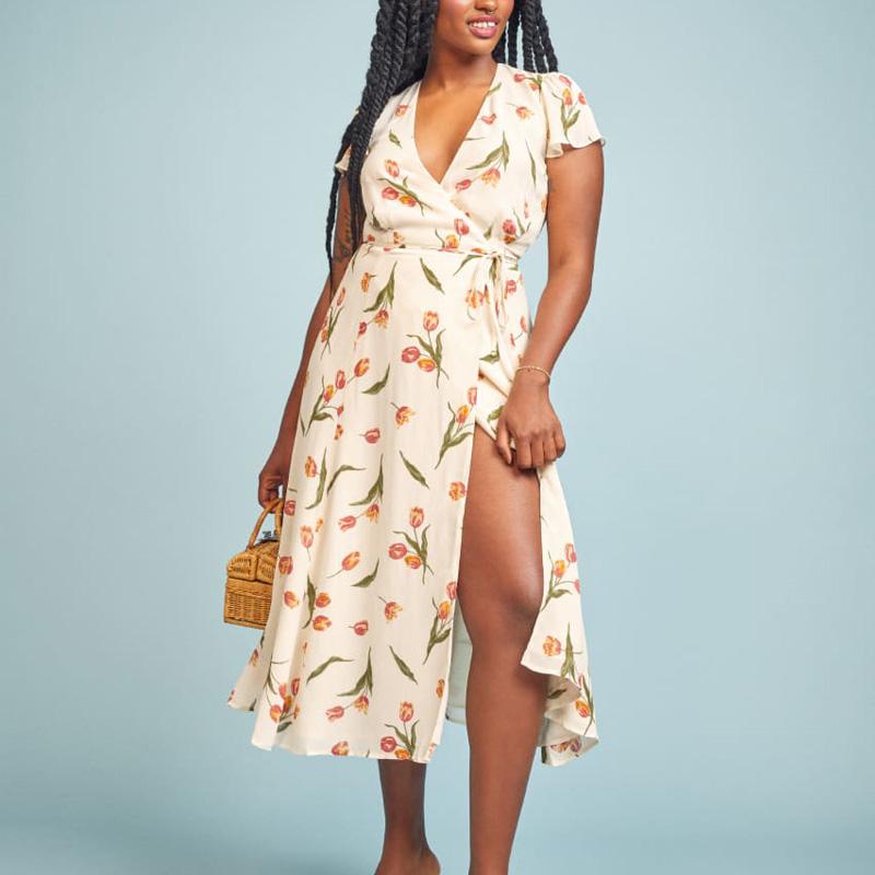 Party Dresses Summer Women' Dress Casual Flower Print V-neck Short-sleeved Belt Decoration Slim Vestidos, Beige
Party Dresses Summer Women' Dress Casual Flower Print V-neck Short-sleeved Belt Decoration Slim Vestidos, Beige