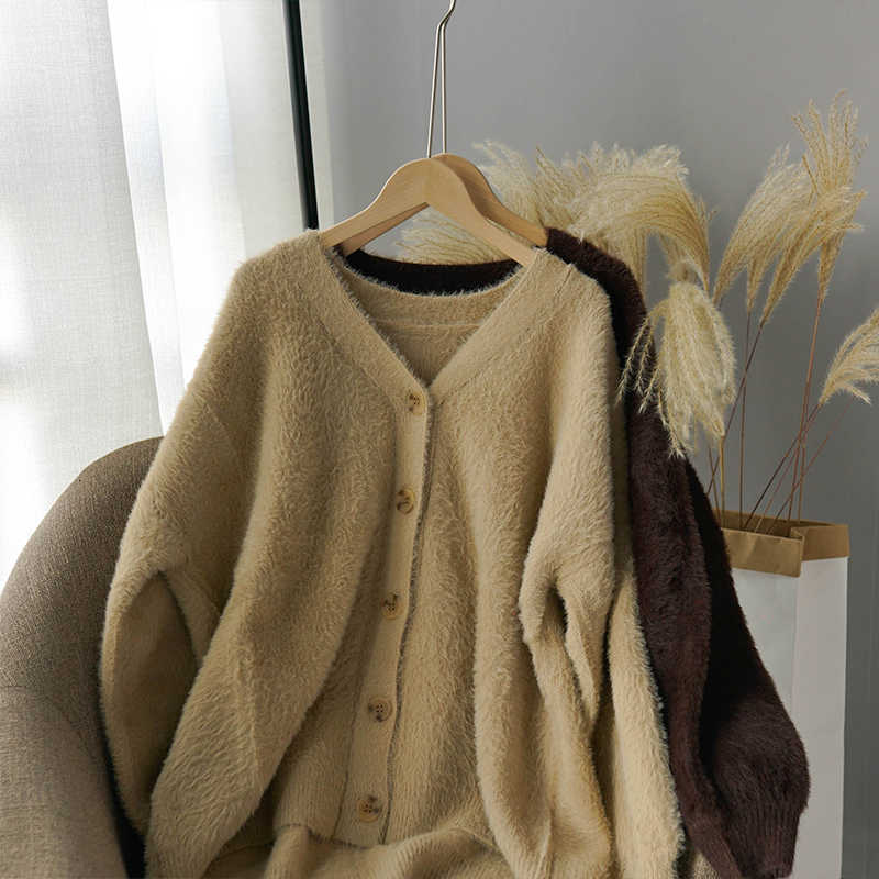 toppies Winter Cardigan sweater Women Coat Faux Fur Knitted Sweater Korean Button Cardigan Soft Warm Women Tops CT001 210918