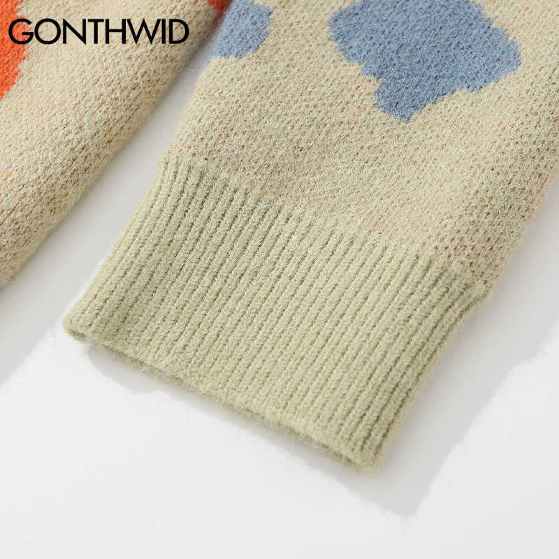 GONTHWID Sweaters Hip Hop Knitted Mountain Landscape Pullover Sweater Harajuku Hip Hop Fashion Casual Streetwear Knitwear Tops 210929