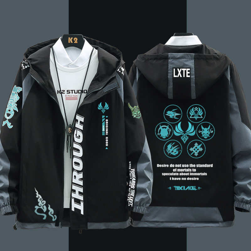 Genshin Impact Cosplay Costume Xiao Long sleeve Fashion jacket coat Game clothes Unisex Hoodie Zipper Hooded Sweatshirt New Top Y0913